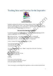 In all cases, the verb or the auxiliary stands at the start of the sentence. Teaching Ideas And Exercises For The Imperative Brief Review 2 Exercises With Answer Keys And 4 Teaching Ideas Esl Worksheet By Maceman