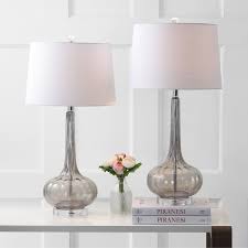 Bette 28 5 Glass Teardrop Led Table Lamp Smoke Gray Set Of 2 By Jonathan Y Table Lamp Table Lamp Sets Lamp Sets