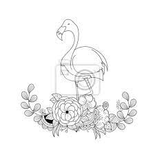 flamant rose en zentangle floral pour illustration de page vector peintures murales tableaux zen millesime graphique myloview fr coloriage 50