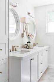 There are 153 bevel mirror sconces for sale on etsy, and they cost. Light Gray Double Bath Vanity With White Marble Convex Mirrors Transitional Bathroom