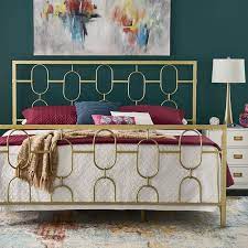 Going for $460 + taxes on their website. Mercer41 Max Panel Bed Wayfair Gold Bed Frame Gold Bed Steel Bed Frame
