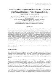 Faculty of management, universiti teknologi malaysia, malaysia. Pdf Application Of Higher Order Thinking Skills Hots In Teaching And Learning Through Communication Component And Spiritual Attitudes And Values Component In Preschool