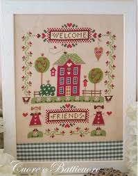 4.79 x 7.14 (12.16 x 18.14 cm) number of colors: Welcome Friends From Cuore E Batticuore Cross Stitch Charts Cross Stitch Charts Casa Cenina