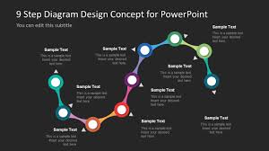 9 Step Colorful Snake Diagram For Powerpoint