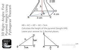 3d Right Angles Find Pyramid Height Using Pythagoras Theorem Grade 9 Gcse Maths Youtube