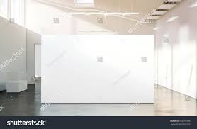 Blank White Wall Mockup In Sunny Modern Empty Gallery 3d Rendering Clear Big Stand Mock Up In Museum With Contemporary Art E In 2020 Hall Interior White Walls Modern