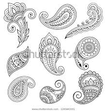 Set Mehndi Flower Pattern Henna Drawing Stock Vector Royalty Free 1245843331 Henna Drawings Mehndi Flower Mehndi Art Designs