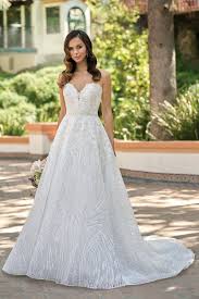 Capture great deals on stylish v neck lace wedding dresses at the lowest prices. T212011 Beautiful Embroidered Lace Strapless Wedding Dress With Sweetheart Neckline