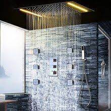 Online Shop Luxury Thermostatic Shower Mixer Set Concealed Big Rainfall Bath Panel Waterfall Massage M Shower Heads Rain Shower Head Ceiling Shower Faucet Sets