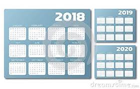 English Calendar 2018 2019 2020 Blue Gray Vector Text Is Outline Blue Grey Calendar 2018 Vector