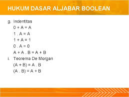 Variasi masukan lainnya boleh tidak ditampilkan dan cukup dituliskan kata 'lainnya'. Materi Aljabar Boolean Beserta Soal Penyelesaiannya