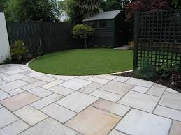 Sandstone Patios Owen Chubb Garden Landscapers Garden Paving Sloped Garden Garden Slabs