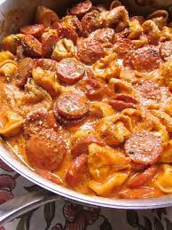 Cheesy Smoked Sausage Skillet Plain Chicken Recipes Smoked Sausage Recipes Cooking Recipes