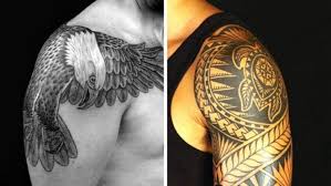 Matching crescent moon tattoos on shoulder. 30 Badass Shoulder Tattoos For Men