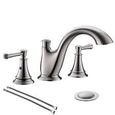 Check spelling or type a new query. Lead Free Brushed Nickel 8 Inch 2 Handles 3 Hole Widespread Bathroom Faucets With Metal Drain And Water Supply Hoses Phiestina
