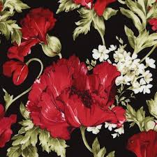 Learn how to paint poppy flowers in this free step by step acrylic painting tutorial by angela anderson. Red Poppies White Flowers On Black Fabric