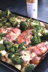 Sheet Pan Bacon Wrapped Mustard Chicken With Broccoli And Potatoes Broccoli And Potatoes Mustard Chicken Sheet Pan Dinners
