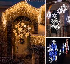 Outdoor snowflake lights add a charming touch to the christmas decoration. Create A Winter Wonderland With Snowflake Lights