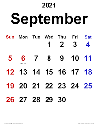 Yearly calendar showing months for the year 2021. September 2021 Calendar Templates For Word Excel And Pdf