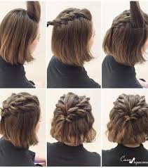 Frisuren Fur Kurze Haare Halber Pferdeschwanz Geflochten Zopf Kurze Haare Flechtfrisuren Geflochtene Frisuren