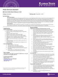 Schedule with additional hours as required by university Visitor Services Assistant
