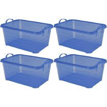 This spacious tote is great for holding a season's worth of clothes or large blankets and comforters that won't fit inside a closet. Blue Plastic Storage Totes Storage Containers You Ll Love In 2021 Wayfair
