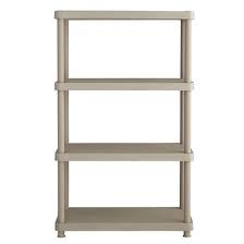 54 5 H Freestanding 4 Shelf Plastic Storage Shelving Rack Unit Sand Organize Keter Freestanding Shelving Units Storage Rack Storage Shelves