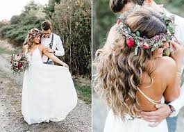 Romantische Boho Hochzeit Boho Hochzeit Hochzeit Frisuren Blumenkranz Haarkranz Hochzeit