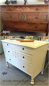 Furniture Makeover In General Finishes Milk Paint Antique White And High Performance Topcoat In Satin At Artist Furniture Custom Furniture Furniture Makeover