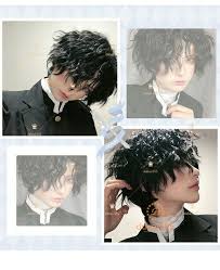 Draw the rest of your characters body including clothing beginning anime hairstyles male real life amrican women hairstyles. Black Gradient Harajuku Kawaii Daily Lolita Men Boy Bl Short Curly Hair Wig G63 Ebay