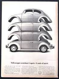 1961 Vw Volkswagen Beetle Classic Car 4 Body Shell Photo Vintage Print Ad