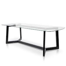 Massey 2 4m Dining Table Glass Top With Black Base Glass Table Glass Dining Table Dining Table
