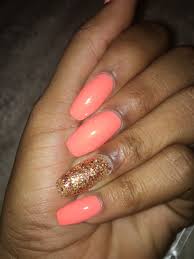 These manicures — ranging from simple to extravagant — are perfect for ballerina nails. 12 dead serious ways to wear coffin nails. Peachy Orange Coffin Nails With Glitter Nail And Manicure Trends