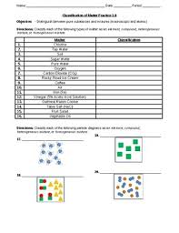 Matter can be classified by its state. Classification Of Matter Worksheet Teachers Pay Teachers