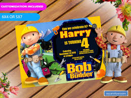 Black Bob The Builder Bob The Builder Birthday Invitation Birthday Party Invitations Printable Printable Birthday Invitations Kids Birthday Party Invitations
