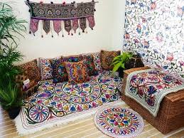 Boho Hippie Decor Set Floor Seating Area Meditation Space Interior Design Boho Curtains Meditation Pillow Set Bohemian Decor Floor Seating Hippie Decor Indian Floor