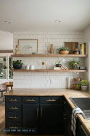 I Really Love The Thick Wood Shelves Against The White Tile Cuisines Deco Cuisines Maison Amenagement Cuisine