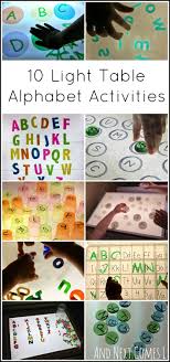 10 Ways To Learn The Alphabet On The Light Table Learning The Alphabet Light Table Light Box Activities