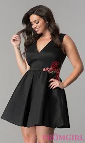 Plus Size Black Satin Short Party Dress Promgirl Plus