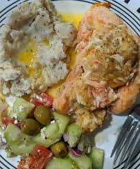 Mix together crab meat, brie cheese, bay shrimp, and old bay in a bowl. Stuffed Salmon Kirkland Signature Dish From Costco Grecobon