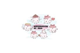 Marshmallow clipart from berserk on. Kawaii Valentines Day Marshmallow Clipart Bundle Png 216396 Illustrations Design Bundles