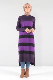 Yarasa Kol Triko Tunik Kml1768 Mor Triko Tunik Mor