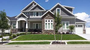 Victory Homes Home In Herriman Craftsman Gray Inspiration Sherwin Williams 200 Dorian Gra Gray House Exterior House Paint Exterior White Exterior Houses