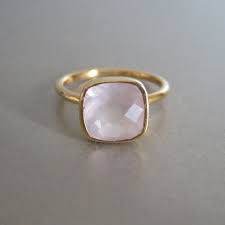 Rose Quartz Square Gold Ring Vintage Engagement Rings Sapphire Square Rings Black Diamond Ring Engagement
