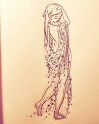 Irl In A Shawl Full Of Flowers Art Draw Drawing Illustration Concept Conceptart Sketch Sketchbook Doodle Instaart Art Flower Drawing Fairy Drawings