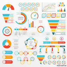 Infographics Set With Charts Graphs Funnel Arrows