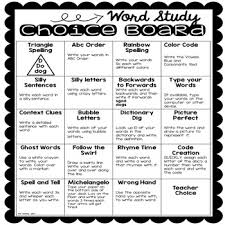 This will help make spelling a little the themed lists of grade 3 spelling words can be downloaded free below. Free Word Study Spelling Choice Board By That Teaching Spark Tpt