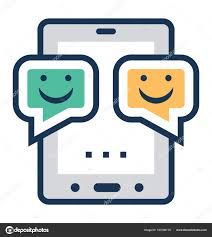 chit chat flat line colored vector icon stock vector