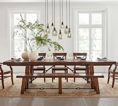 Benchwright Extending Dining Table Rustic Mahogany Potterybarn Like Set Up With Bench Up Fro Dining Table Rustic Dining Table With Bench Dining Room Remodel