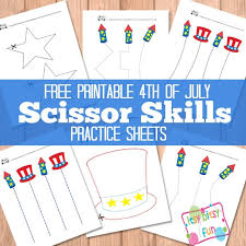Pay attention when using scissors. 4th Of July Scissor Cutting Practice Sheets Itsybitsyfun Com
